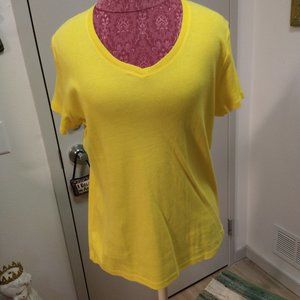 New Croft & Barrow Lemon Zest V-Neck Classic Tee Woman's Size XL
